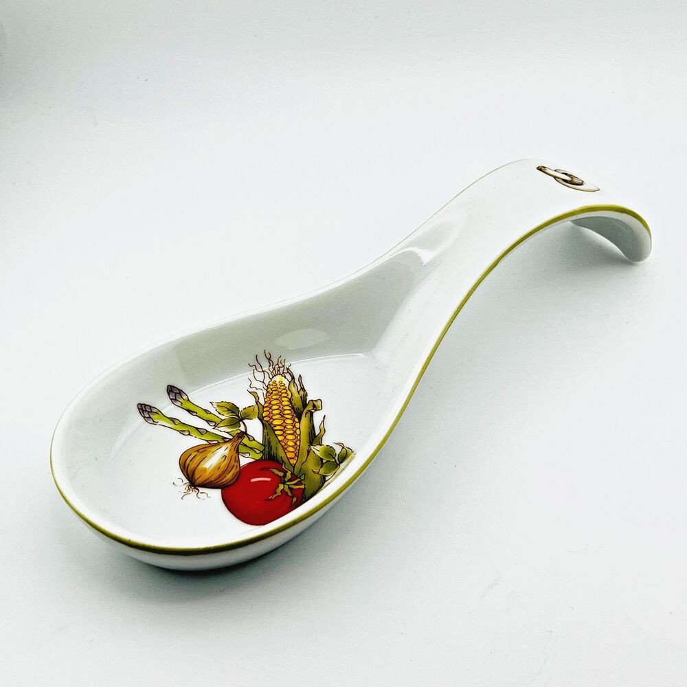 Vtg 70's Rosenthal Netter Ceramic Spoon Rest Vegetables Decor Mushrooms Japan
